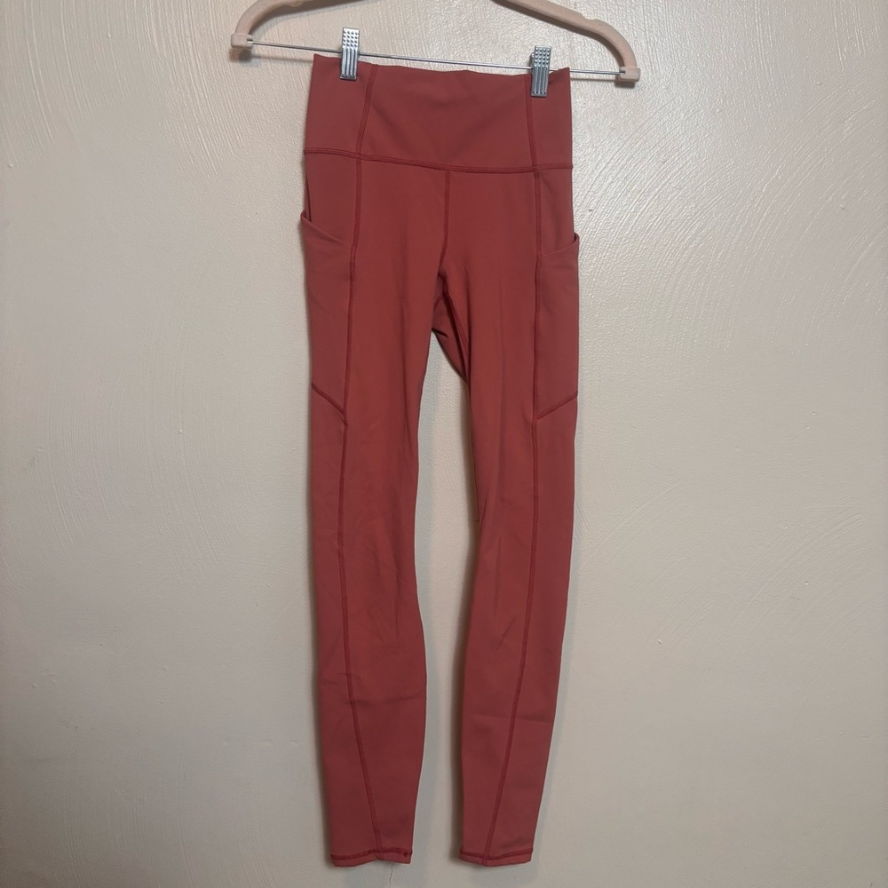 Fabletics PureLuxe Women’s Leggings Pockets Logo‎ Pink Coral Size XX Small